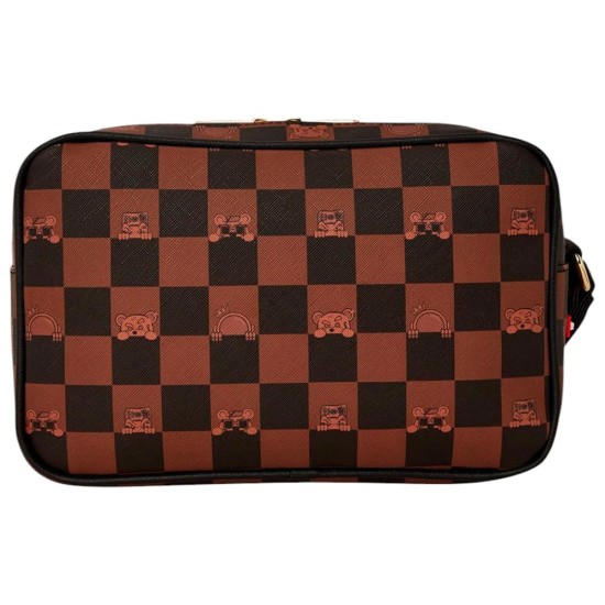 Sprayground Peeking Character Check Toiletry Καφέ